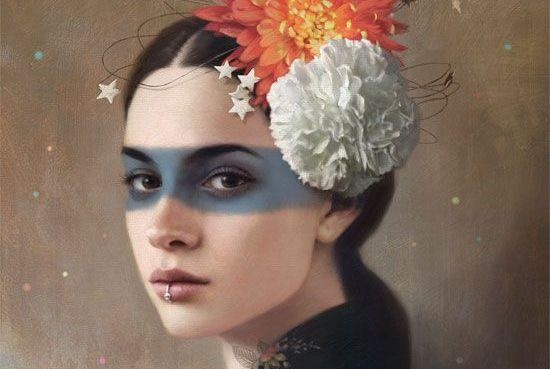 औरत के सिर पर फूल